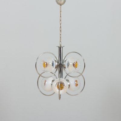 Space Age Italian Murano Glass Chrome Plated Chandelier from Mazzega, 1970s-UE-1277922