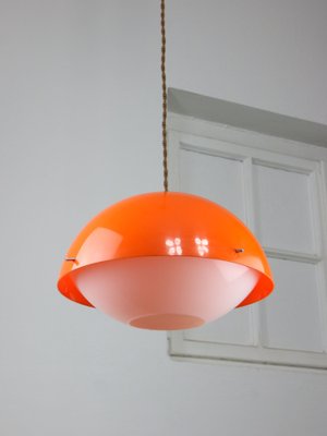 Space Age Italian Orange Acrylic Glass Pendant Lamp, 1970s-HGJ-1757216