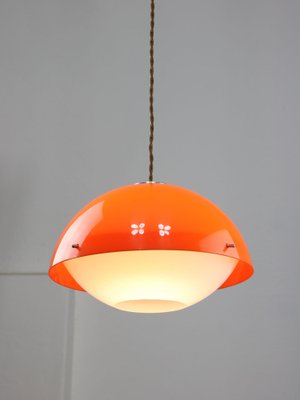 Space Age Italian Orange Acrylic Glass Pendant Lamp, 1970s-HGJ-1757216