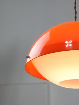 Space Age Italian Orange Acrylic Glass Pendant Lamp, 1970s-HGJ-1757216