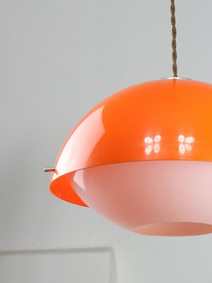 Space Age Italian Orange Acrylic Glass Pendant Lamp, 1970s-HGJ-1757216