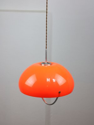 Space Age Italian Orange Acrylic Glass Pendant Lamp, 1970s-HGJ-1787642