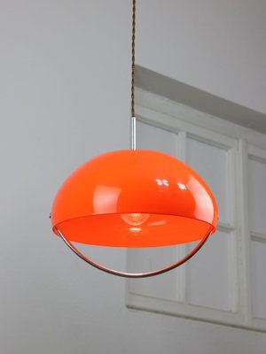 Space Age Italian Orange Acrylic Glass Pendant Lamp, 1970s-HGJ-1787642