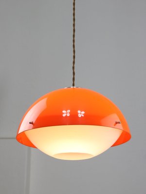 Space Age Italian Orange Acrylic Glass Pendant Lamp, 1970s-HGJ-1757216