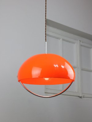 Space Age Italian Orange Acrylic Glass Pendant Lamp, 1970s-HGJ-1787642