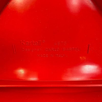 Space Age Italian Red Plastic Chairs by Carlo Bartoli for Kartell, 1970s, Set of 2-GDD-1291580