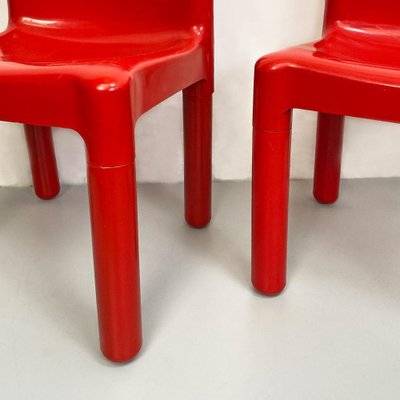 Space Age Italian Red Plastic Chairs by Carlo Bartoli for Kartell, 1970s, Set of 2-GDD-1291580