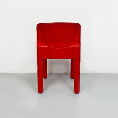 Space Age Italian Red Plastic Chairs by Carlo Bartoli for Kartell, 1970s, Set of 2-GDD-1291580