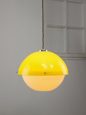 Space Age Italian Yellow Acrylic Glass Pendant Lamp, 1970s-HGJ-1757215