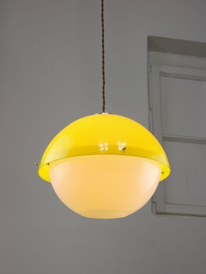 Space Age Italian Yellow Acrylic Glass Pendant Lamp, 1970s-HGJ-1757215