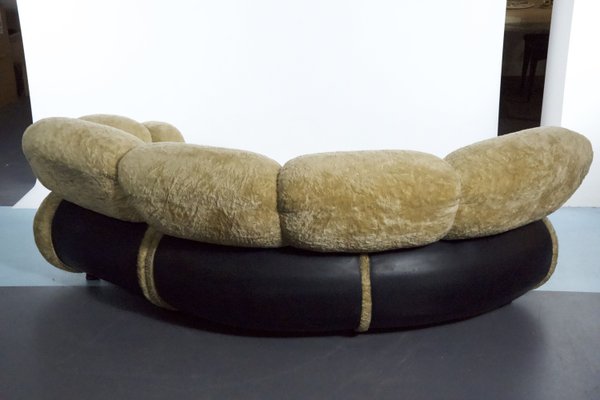 Space Age Modular Sofa in Cream Teddy Fabric & Leatherette by Adriano Piazzesi, Italy, 1970s, Set of 2-OT-2021380