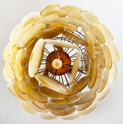 Space Age Murano Chandelier 57 Gold Alabaster Iridescent Glasses, 1990s-OVO-1707000