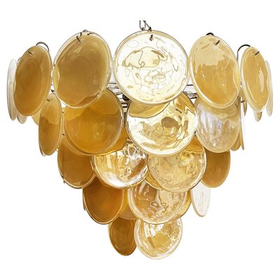 Space Age Murano Chandelier 57 Gold Alabaster Iridescent Glasses, 1990s-OVO-1707000