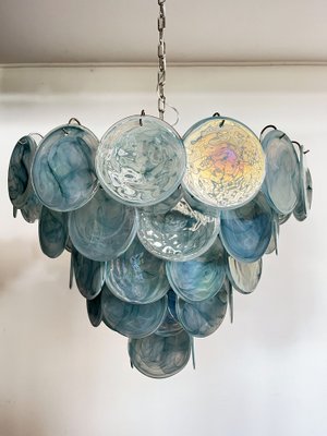 Space Age Murano Chandelier with 57 Blue Albaster Iridescent Glasses, 1990s-FHZ-1818502