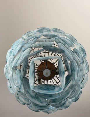 Space Age Murano Chandelier with 57 Blue Albaster Iridescent Glasses, 1990s-FHZ-1818502