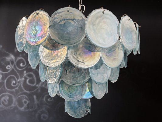 Space Age Murano Chandelier with 57 Blue Albaster Iridescent Glasses, 1990s-FHZ-1818502