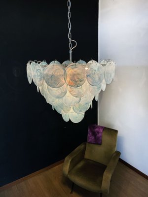 Space Age Murano Chandelier with 57 Blue Albaster Iridescent Glasses, 1990s-FHZ-1818502