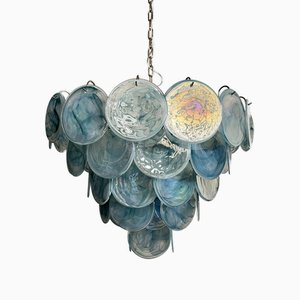 Space Age Murano Chandelier with 57 Blue Albaster Iridescent Glasses, 1990s-FHZ-1818502