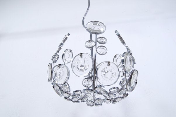 Space Age Murano Glass Steel Chandelier Ceiling Lamps, 1970s-XSG-1357192