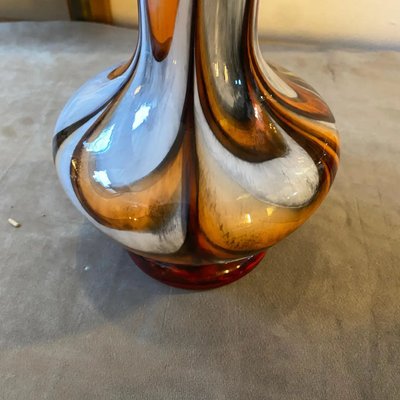 Space Age Orange and Brown Opaline Glass Vase attributed to Carlo Moretti, 1970s-NMK-1438302