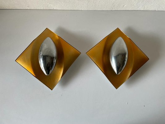 Space Age Orange Glass Sconces, Germany, 1970s-RDS-1147981