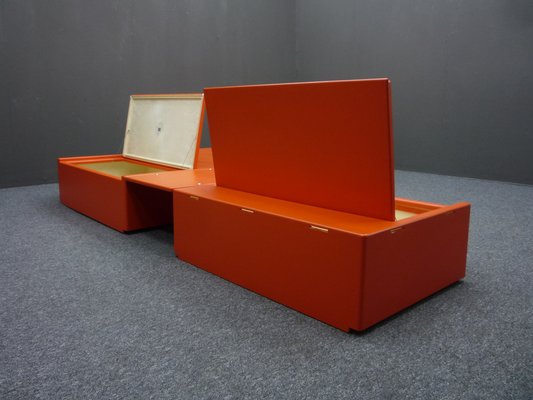 Space Age Orange Modular Lowboard, 1960s, Set of 3-UG-1742985