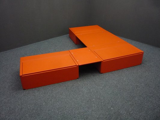 Space Age Orange Modular Lowboard, 1960s, Set of 3-UG-1742985