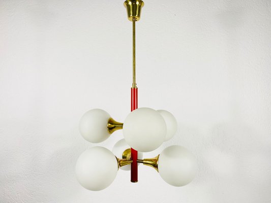 Space Age Red 6-Arm Chandelier from Kaiser, Germany, 1960s-PUK-826867