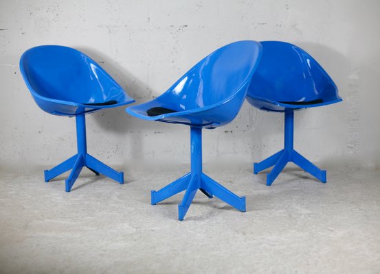 Space Age Resin and Steel Chairs, France, 1970, Set of 3-MAO-1084279