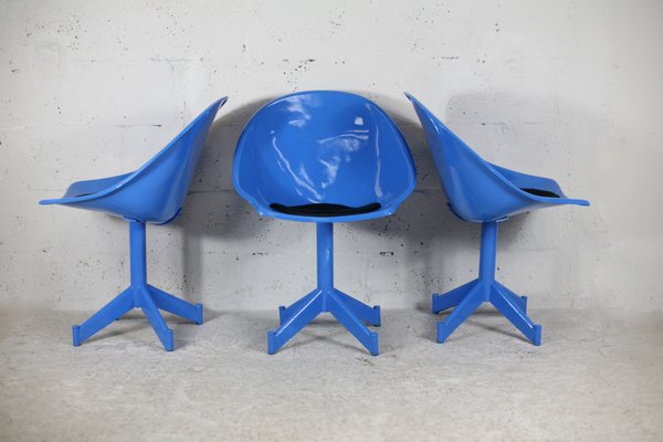 Space Age Resin and Steel Chairs, France, 1970, Set of 3-MAO-1084279