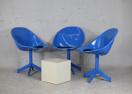 Space Age Resin and Steel Chairs, France, 1970, Set of 3-MAO-1084279