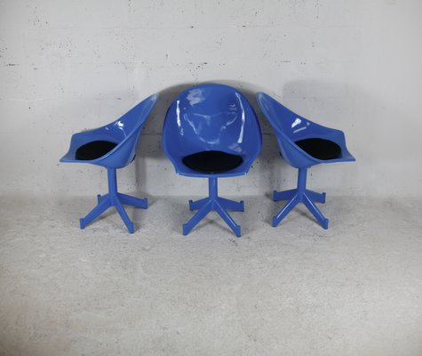 Space Age Resin and Steel Chairs, France, 1970, Set of 3-MAO-1084279