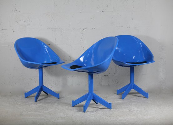 Space Age Resin and Steel Chairs, France, 1970, Set of 3-MAO-1084279