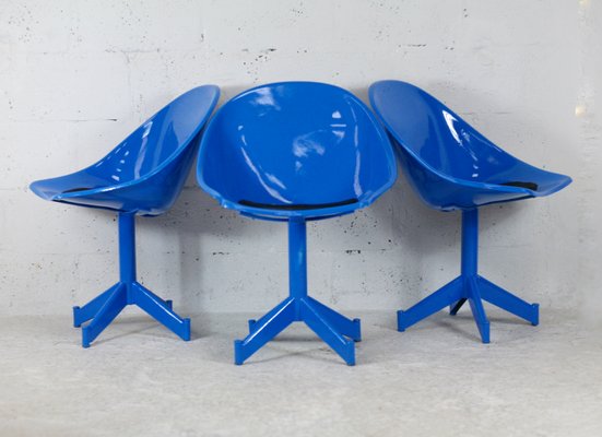 Space Age Resin and Steel Chairs, France, 1970, Set of 3-MAO-1084279