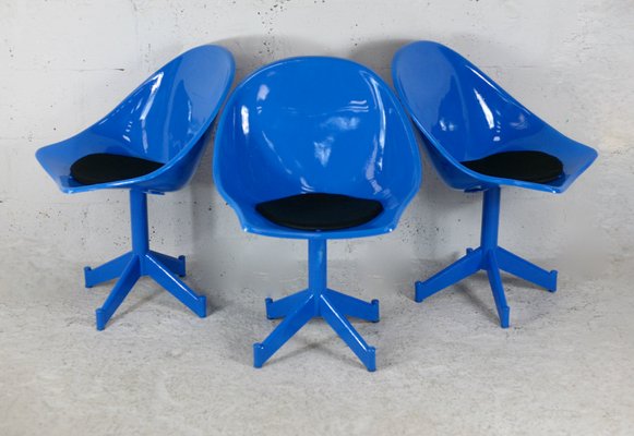 Space Age Resin and Steel Chairs, France, 1970, Set of 3-MAO-1084279