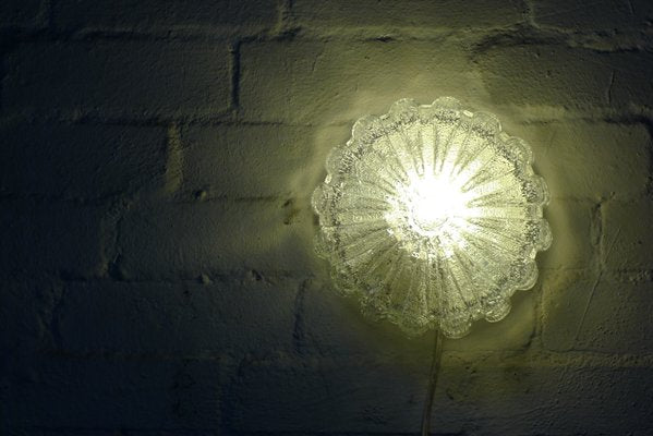 Space Age Round Floral Murano Ice Glass Model A636 Wall or Ceiling Lamp from Glashütte Limburg, 1970s-VRE-984434