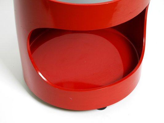 Space Age Round Red Side Table with Smoked Glass Top from Opal, 1970s-RR-1786782