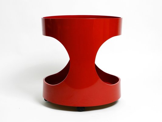 Space Age Round Red Side Table with Smoked Glass Top from Opal, 1970s-RR-1786782