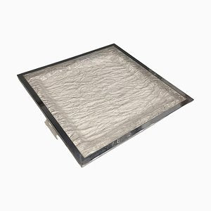 Space Age Serving Tray in Transparent Acrylic Glass with Chromed Metal Edges-HQI-1324667