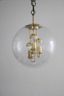 Space Age Sputnik Brass and Glass Globe Pendant Lamp from Doria, 1970s-FJP-1771629