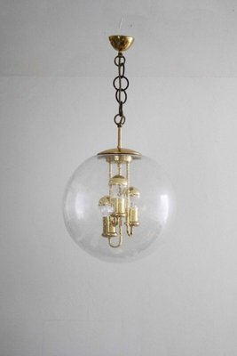 Space Age Sputnik Brass and Glass Globe Pendant Lamp from Doria, 1970s-FJP-1771629