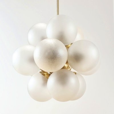 Space Age Sputnik Brass & Glass Globes Ceiling Light from Kaiser Leuchten, Germany, 1960s-BMM-1785197