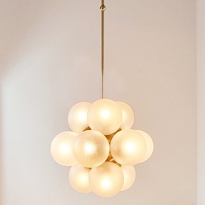 Space Age Sputnik Brass & Glass Globes Ceiling Light from Kaiser Leuchten, Germany, 1960s-BMM-1785197