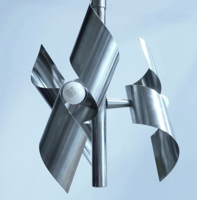 Space Age Stainless Steel Chandelier, 1960s-RVK-2023497