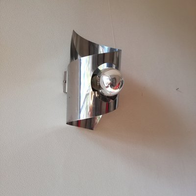 Space Age Stainless Steel Wall Light, 1970s-NTQ-2021957