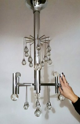 Space Age Style Chandelier in Chrome-Plated Brass, 1970-QRS-1794668