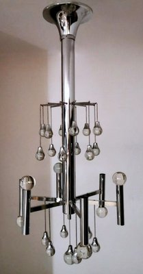 Space Age Style Chandelier in Chrome-Plated Brass, 1970-QRS-1794668