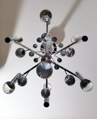 Space Age Style Chandelier in Chrome-Plated Brass, 1970-QRS-1794668