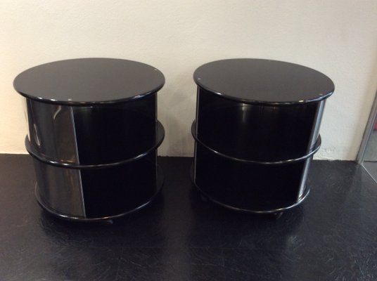 Space Age Style Nightstands in Lacquered Wood and Steel, 1970s, Set of 2-QZG-1743589