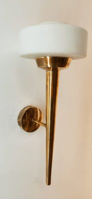 Space Age Wall Light in Brass and Glass-QLH-1820835